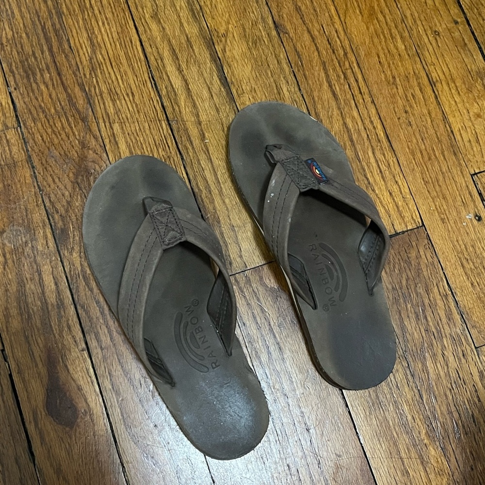 Rainbow Classic Brown Leather Sandals